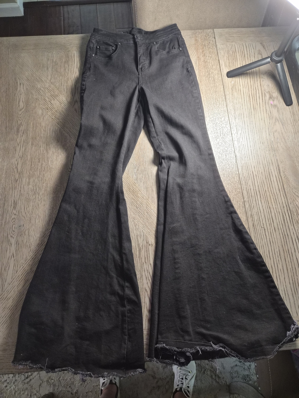 We The Free Black Flare Jeans with Raw Hem